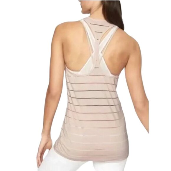Athleta Tops - Women's XL Athleta Stripe Mesh Chi Tank Light Pink Racer Back